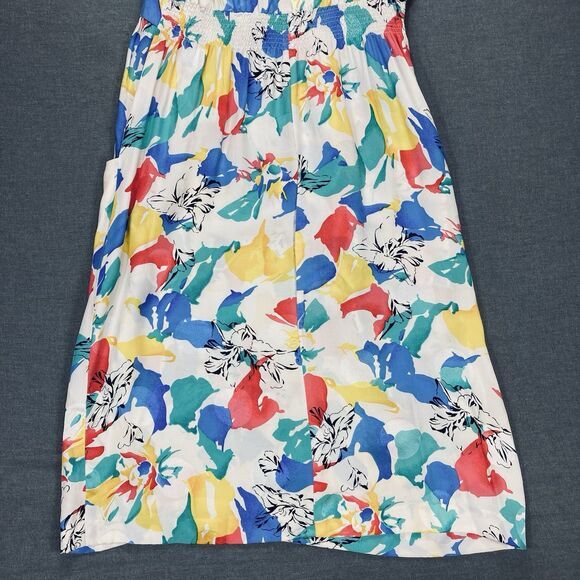 SILK STUDIO For Petites Maxi Dress 12 Vintage Tropical Floral 80s Coastal Summer - Picture 8 of 16